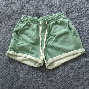 Green athleisure shorts